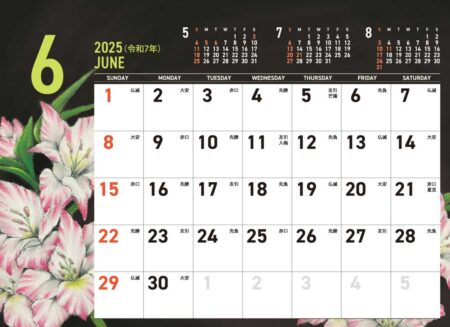 卓上カレンダー　CHALK ART（チョークアート）-flower-/6月